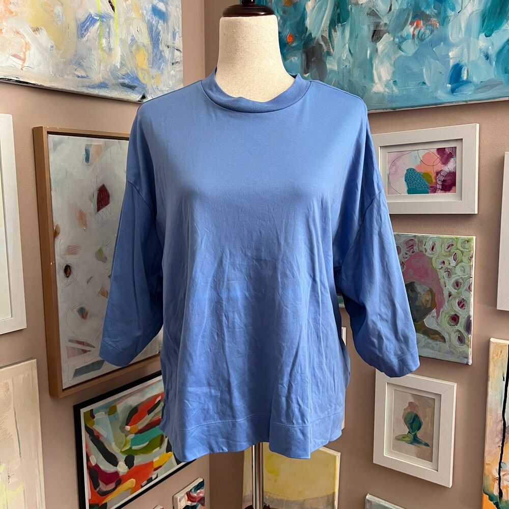 Adidas Light Blue Soft‎ Lux Loose Oversized Tee Shirt Boxy Athleisure Top Size M